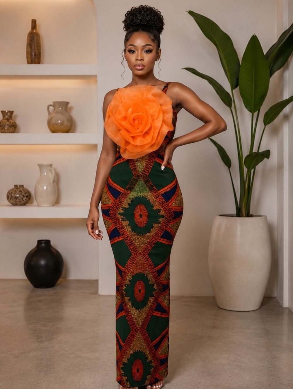 3D Flower Corset Maxi Dress